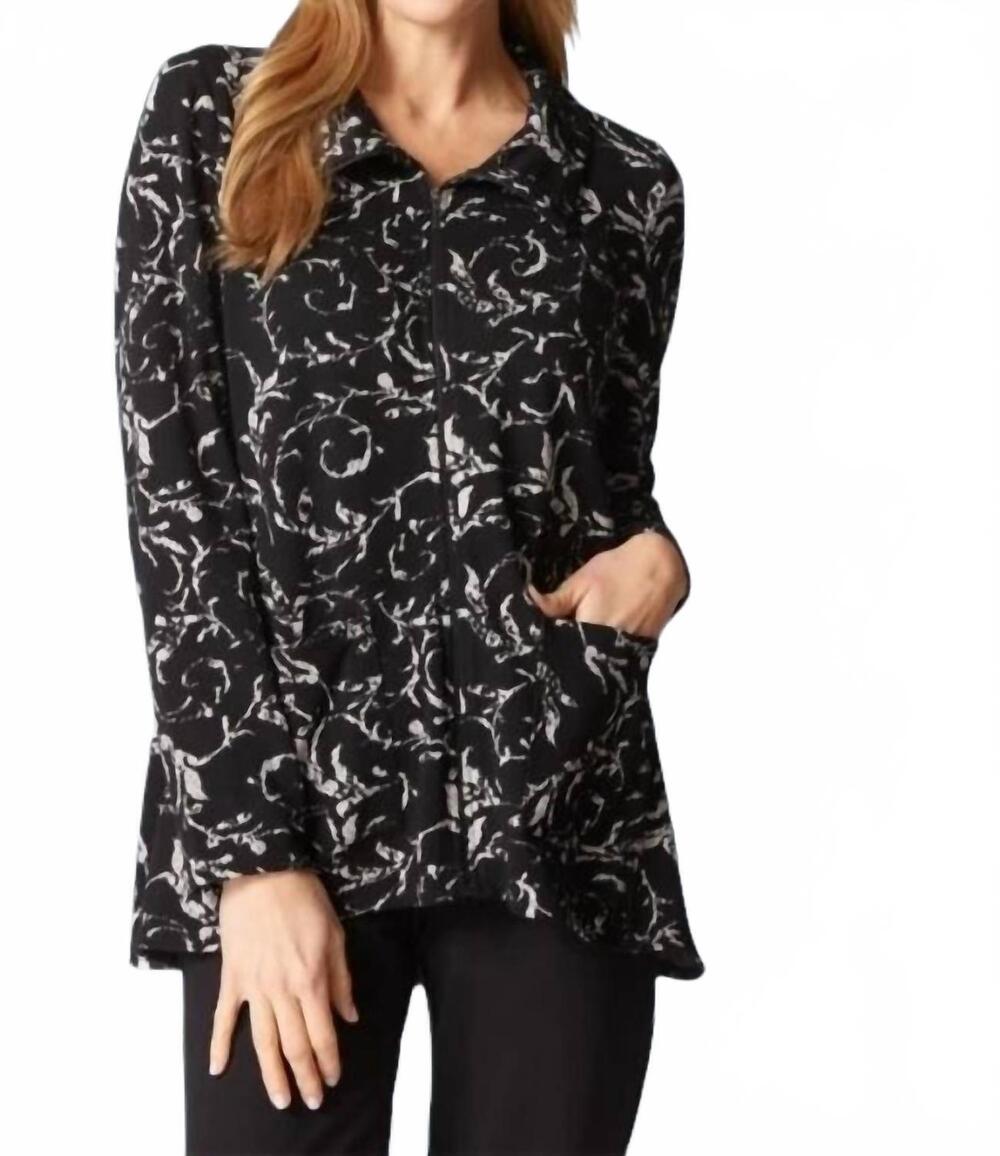 NEW HABITAT jacquard scroll swing jacket in black